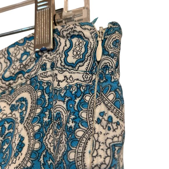 Feather Bone Blue White Wide Leg Pants Womens Sz 6 Paisley Boho Maximalist Loose - Picture 10 of 16